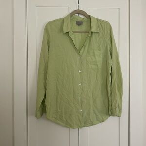 Green soft silk button down